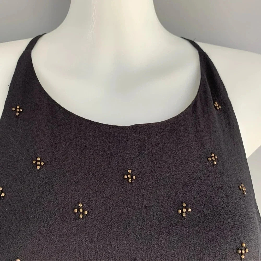 Joie 100% Silk Beaded High Neck Caviar Top NWT Size XS - Picture 4 of 12